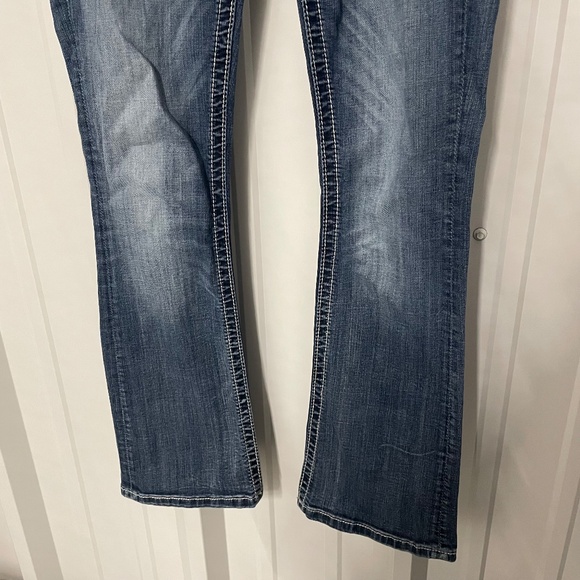 Miss Me Gold Embellished Design Medium Wash Mid-rise Bootcut Jeans - Picture 4 of 9